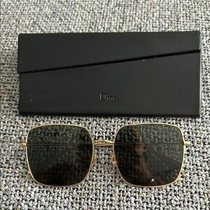 Dior Gold Frame Sunglasses with Dark Gray Lenses
